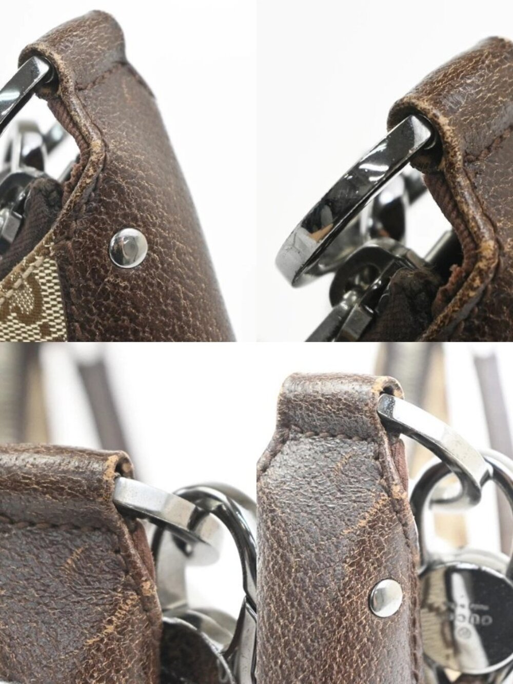 GUCCI Logo GG Pattern Shoulder Hand Bag Canvas Leather Beige Brown Italy 76MA490 - Picture 7 of 16